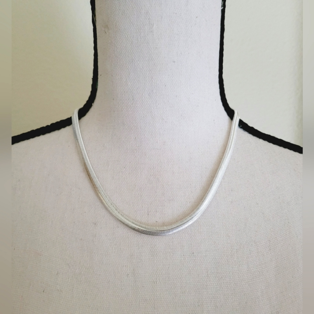Silver Snake Print Necklace